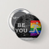 SlipperyJoe's Be You black brick wall figu 缶バッジ (正面&裏面)