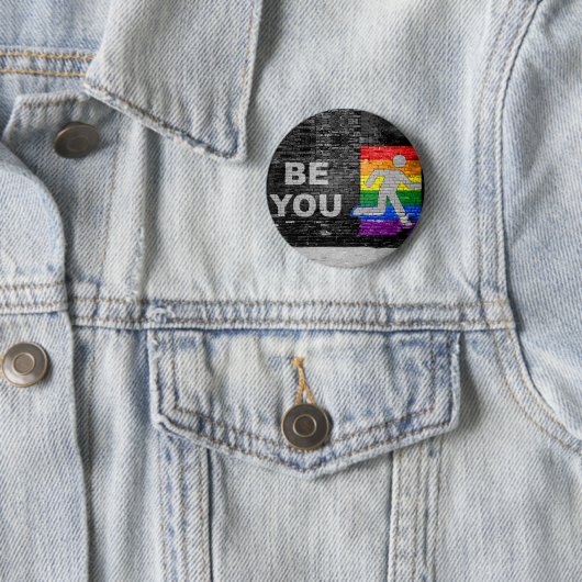 SlipperyJoe's Be You black brick wall figu 缶バッジ (インサイチュ)