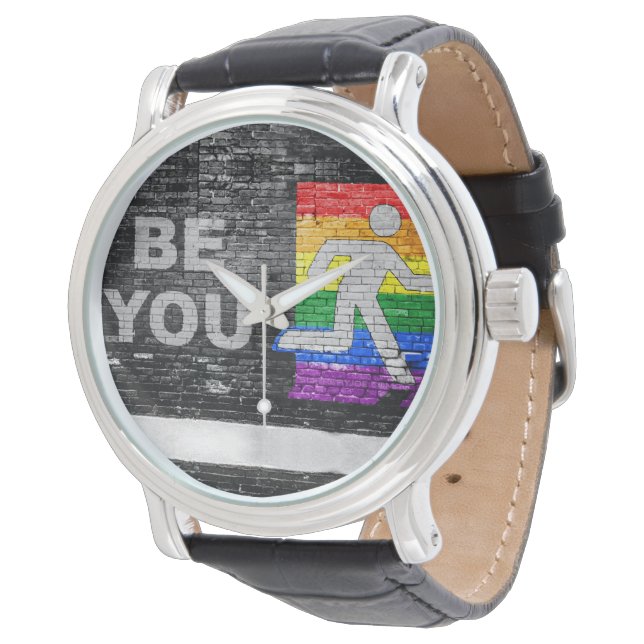 SlipperyJoe's Be You black brick wall figu 腕時計 (アングル)