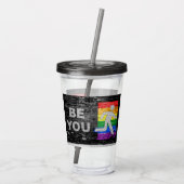 SlipperyJoe's Be You brick wall stick figure rainb アクリルタンブラー (裏面)
