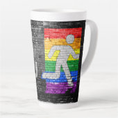 SlipperyJoe's Be You brick wall stick figure rainb カフェラテマグ (右アングル)