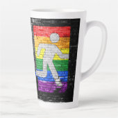 SlipperyJoe's Be You brick wall stick figure rainb カフェラテマグ (右)