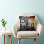 SlipperyJoe's Be You brick wall stick figure rainb クッション (椅子)