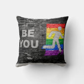 SlipperyJoe's Be You brick wall stick figure rainb クッション (裏面)