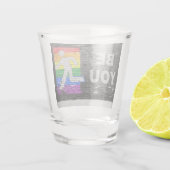 SlipperyJoe's Be You brick wall stick figure rainb ショットグラス (裏面)