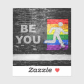 SlipperyJoe's Be You brick wall stick figure rainb シール (シート)