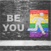 SlipperyJoe's Be You brick wall stick figure rainb シール (正面)