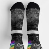 SlipperyJoe's Be You brick wall stick figure rainb ソックス (上部)
