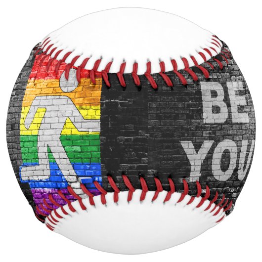 SlipperyJoe's Be You brick wall stick figure rainb ソフトボール (正面)