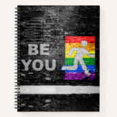 SlipperyJoe's Be You brick wall stick figure rainb ノートブック (正面)