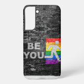 SlipperyJoe's Be You brick wall stick figure rainb Samsung Galaxyケース (裏面)