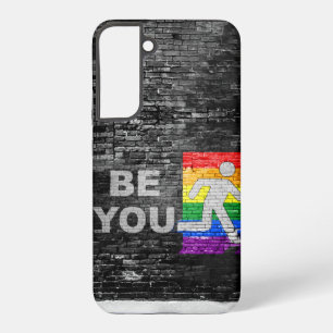 SlipperyJoe's Be You brick wall stick figure rainb Samsung Galaxy S22+ケース
