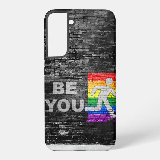 SlipperyJoe's Be You brick wall stick figure rainb Samsung Galaxyケース (裏面)