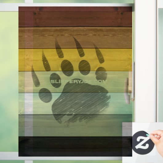 SlipperyJoe's Bearプライドフラグ木製フロアテクスチャ ウィンドウサイン (ホーム)