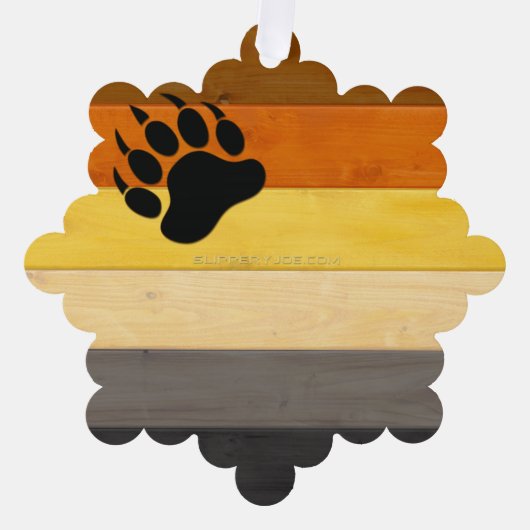 SlipperyJoe's Bearプライドフラグ木製フロアテクスチャ オーナメントカード (正面)