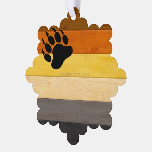 SlipperyJoe's Bearプライドフラグ木製フロアテクスチャ オーナメントカード (左)