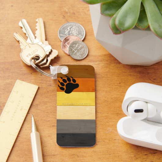 SlipperyJoe's Bearプライドフラグ木製フロアテクスチャ キーホルダー (デスク)