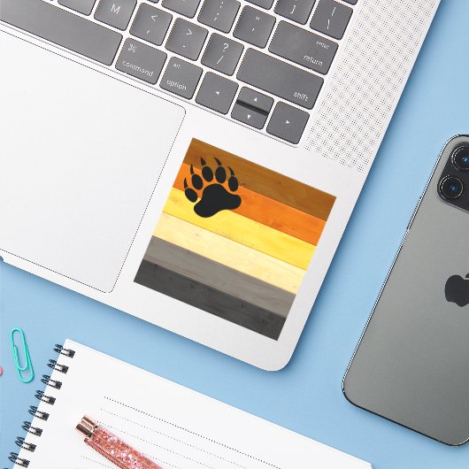 SlipperyJoe's Bearプライドフラグ木製フロアテクスチャ シール (ノートパソコンとiPhone)