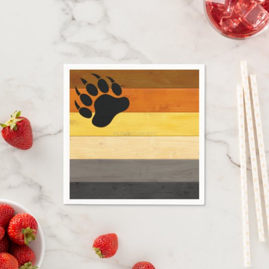 SlipperyJoe's Bearプライドフラグ木製フロアテクスチャ スタンダードカクテルナプキン (インサイチュ)