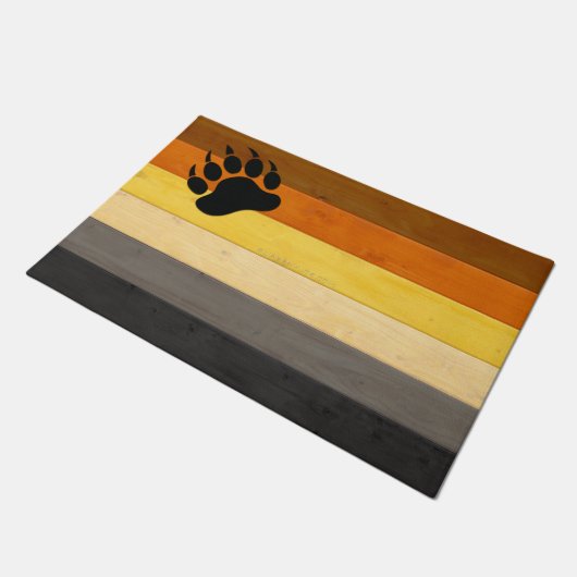 SlipperyJoe's Bearプライドフラグ木製フロアテクスチャ ドアマット (アングル)