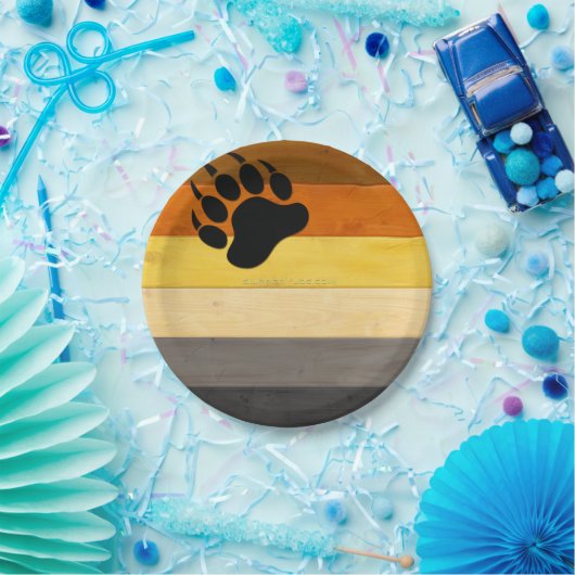 SlipperyJoe's Bearプライドフラグ木製フロアテクスチャ ペーパープレート (パーティー)
