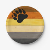 SlipperyJoe's Bearプライドフラグ木製フロアテクスチャ ペーパープレート (正面)