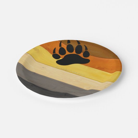 SlipperyJoe's Bearプライドフラグ木製フロアテクスチャ ペーパープレート (アングル)