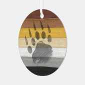 SlipperyJoe's Bearプライドフラグ木製フロアテクスチャ メタルオーナメント (正面左)