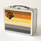 SlipperyJoe's Bearプライドフラグ木製フロアテクスチャ メタルランチボックス (正面)