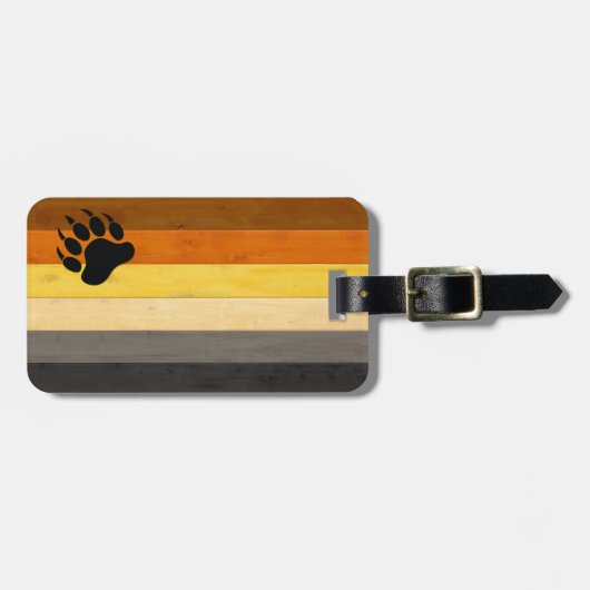 SlipperyJoe's Bearプライドフラグ木製フロアテクスチャ ラゲッジタグ (正面横)