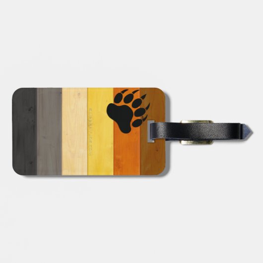 SlipperyJoe's Bearプライドフラグ木製フロアテクスチャ ラゲッジタグ (裏面横)