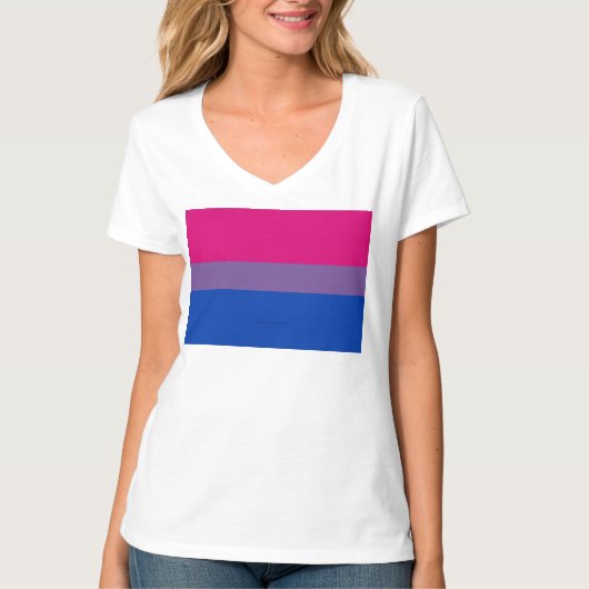 SlipperyJoe's Bisexualプライドフラグlavender-pink bl Tシャツ (正面)