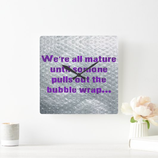 SlipperyJoe's Bubble Wrapポップおもしろいことわざ スクエア壁時計 (ホーム)