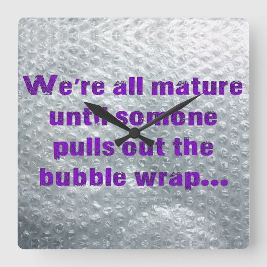 SlipperyJoe's Bubble Wrapポップおもしろいことわざ スクエア壁時計 (正面)