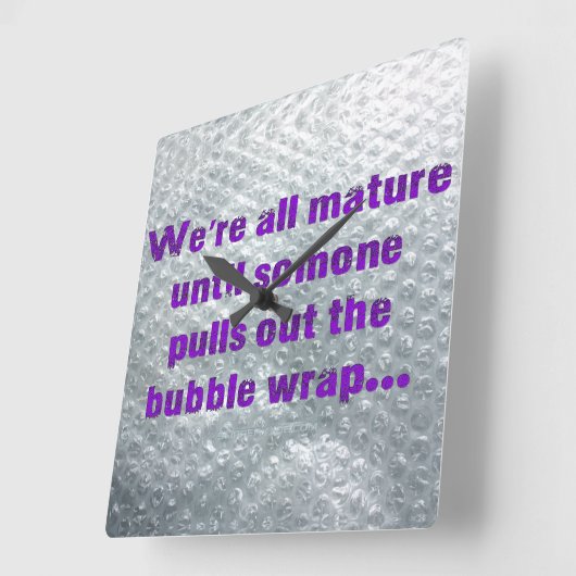 SlipperyJoe's Bubble Wrapポップおもしろいことわざ スクエア壁時計 (傾斜)