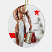 SlipperyJoe's Christmasショッピングホワイト紙スピラ セラミックオーナメント (左)