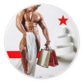 SlipperyJoe's Christmasショッピングホワイト紙スピラ セラミックノブ (正面)