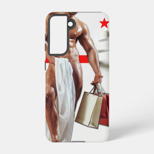 SlipperyJoe's Christmasショッピングホワイト紙スピラ Samsung Galaxyケース (裏面)