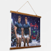 SlipperyJoe's Christmas trees holidayカラフルvib 吊り下げ型タペストリー (傾斜あり)