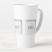 SlipperyJoe's CTRL ALT DEL コンピューターキーボードのボタン カフェラテマグ (右アングル)