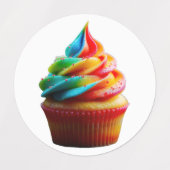 SlipperyJoe's dazzling rainbow cupcake swirled fro ラベル (デザイン2)