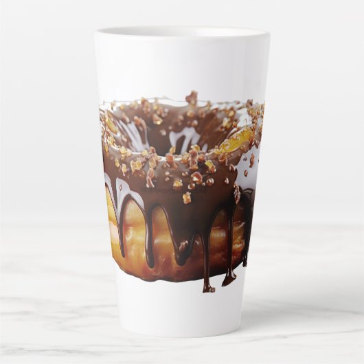 SlipperyJoe's decadent donut covered thick glossy  カフェラテマグ (正面)