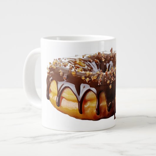 SlipperyJoe's decadent donut covered thick glossy ジャンボコーヒーマグカップ (正面左)