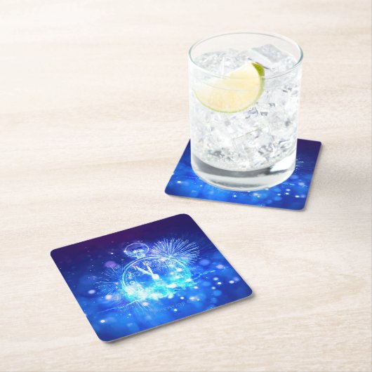 SlipperyJoe's electric thrill New Year’s Eve clock スクエアペーパーコースター (インサイチュ)