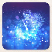 SlipperyJoe's electric thrill New Year’s Eve clock スクエアペーパーコースター (正面)