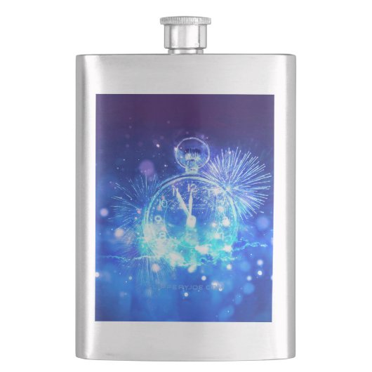 SlipperyJoe's electric thrill New Year’s Eve clock フラスク (正面)
