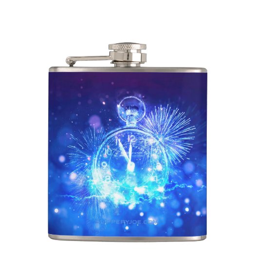 SlipperyJoe's electric thrill New Year’s Eve clock フラスク (正面)