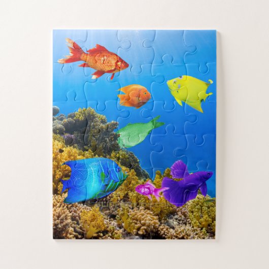 SlipperyJoe's Fishプライド熱帯青紫色 ジグソーパズル (縦)