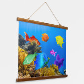 SlipperyJoe's Fishプライド熱帯青紫色 吊り下げ型タペストリー (傾斜あり)