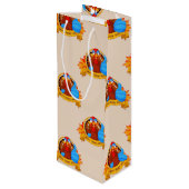 SlipperyJoe's fun cartoon-style Thanksgiving desig ワインギフトバッグ (裏面アングル)